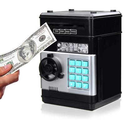 Secure Digital Kids ATM Piggy Bank Safe Money Saving Box with Electronic Lock