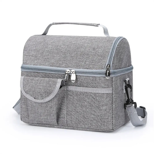 Portable Insulated Lunchbox Cooler Bag for Outdoor Food Storage Grey