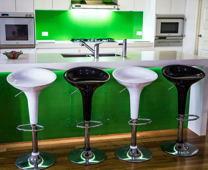 Set of 2 High Gloss Designer Bar Stools Modern White