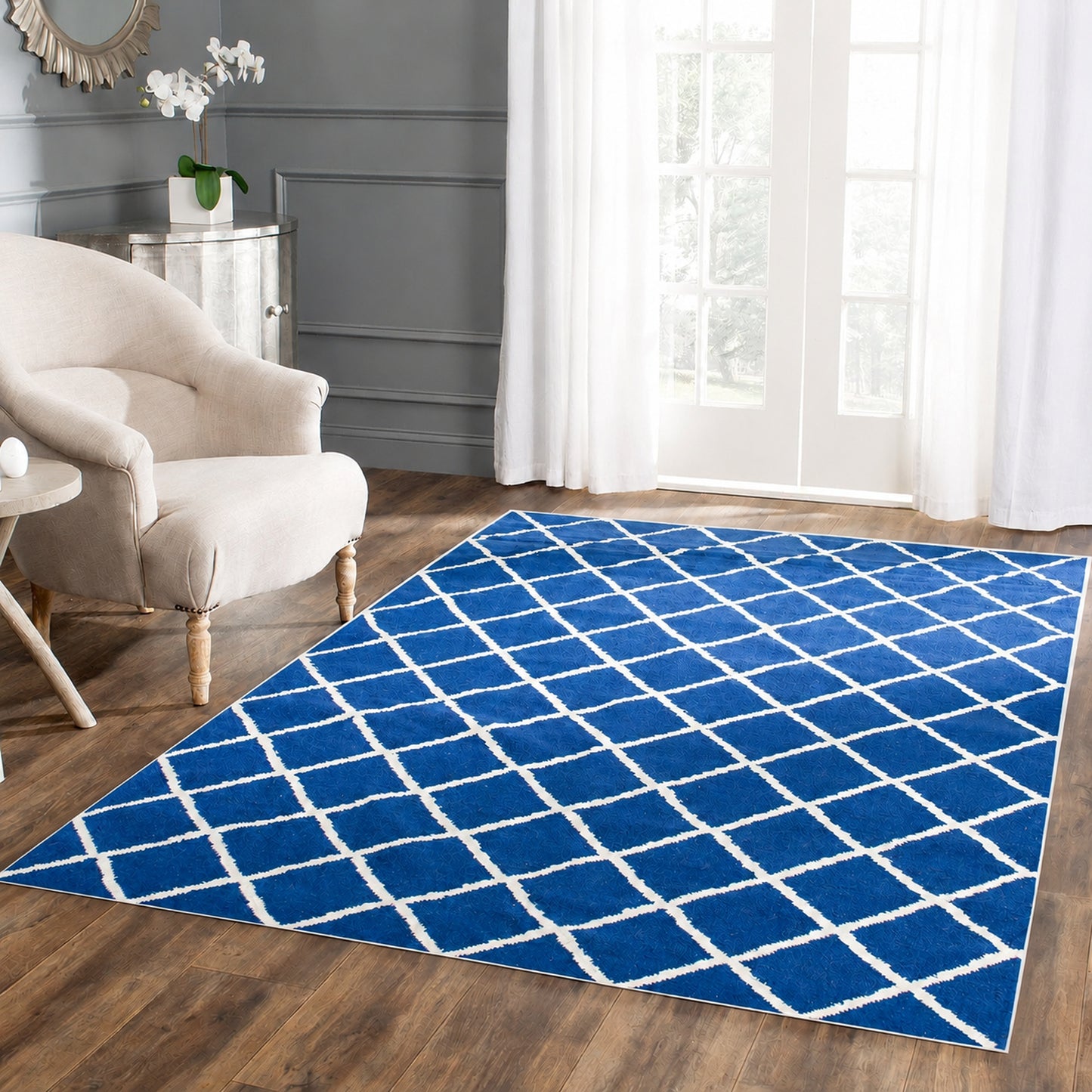 XL Extra Large 300 x 200 Rug Easy-Care Carpet Mat Blue