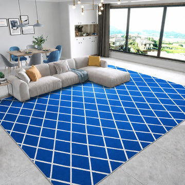 XL Extra Large 300 x 200 Rug Easy-Care Carpet Mat Blue