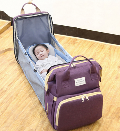 2-in-1 Nappy Bag with Baby Changing Station Purple