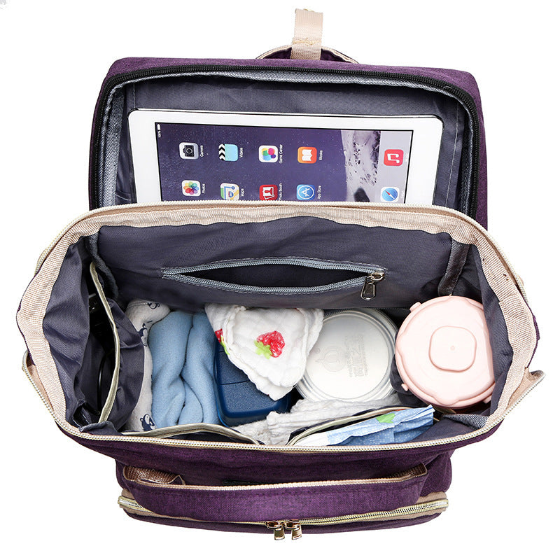 2-in-1 Nappy Bag with Baby Changing Station Purple