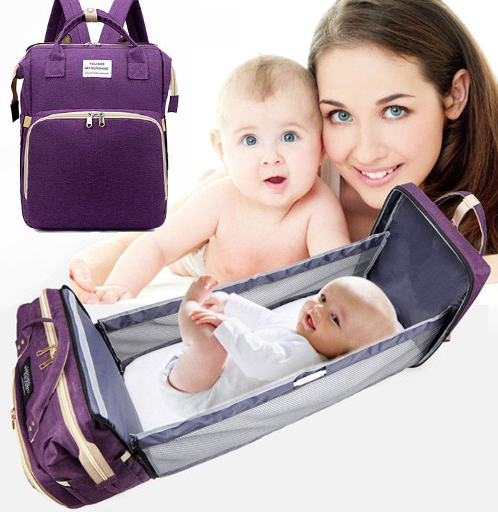 2-in-1 Nappy Bag with Baby Changing Station Purple