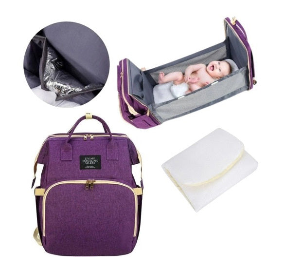 2-in-1 Nappy Bag with Baby Changing Station Purple