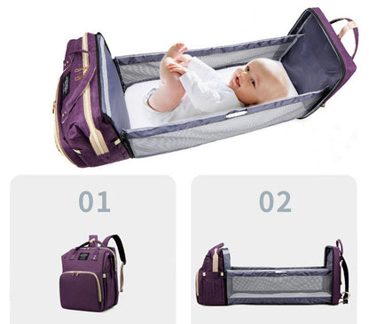 2-in-1 Nappy Bag with Baby Changing Station Purple