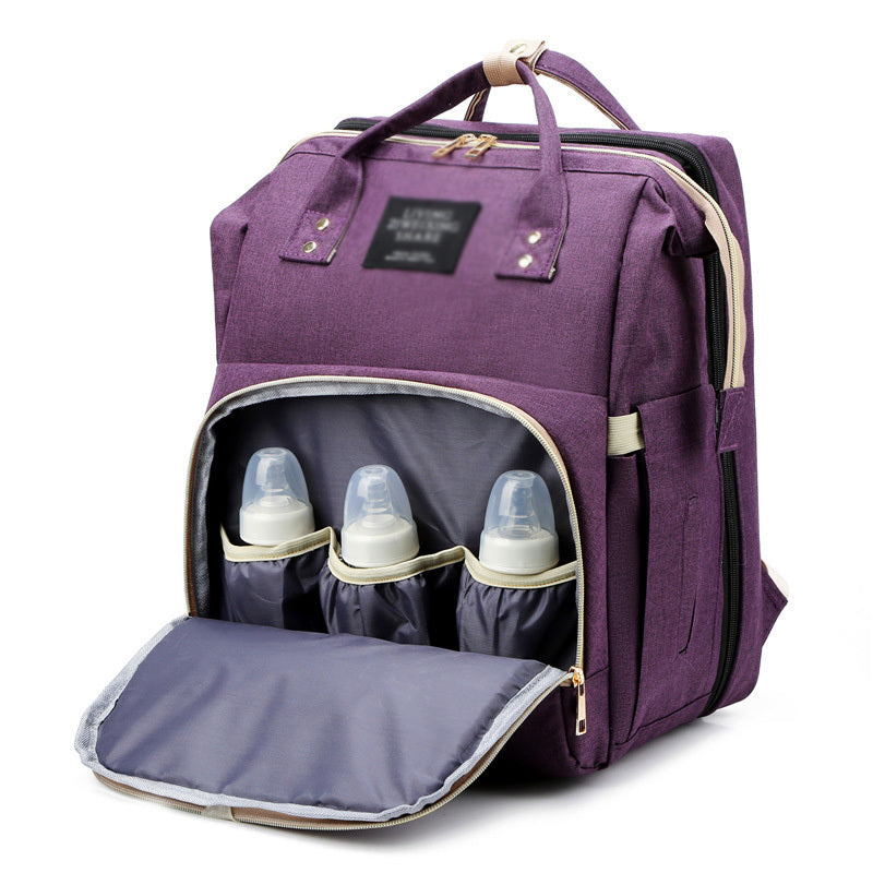 2-in-1 Nappy Bag with Baby Changing Station Purple