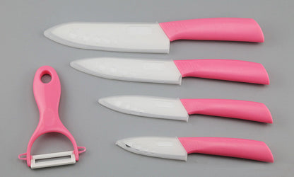 6 Piece Ultra Sharp Ceramic Knife Set for Kitchen Pink