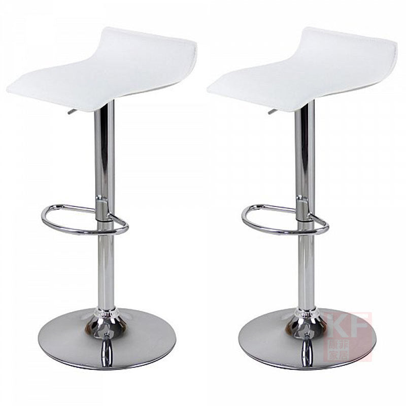 Set of 2 Modern PU Leather Kitchen Bar Stools White