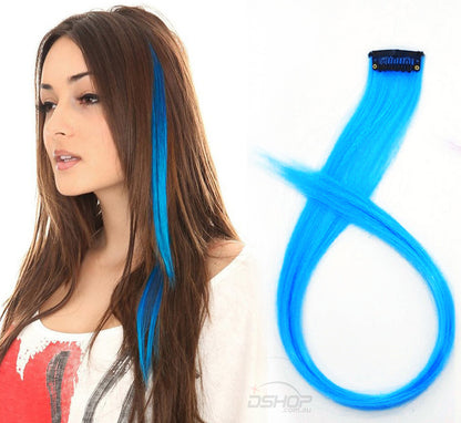 Vibrant Mermaid Blue Instant Clip In Hair Extension Highlight