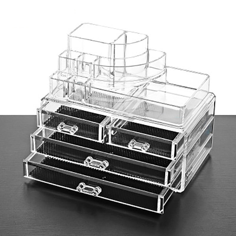 Clear Crystal Makeup Organizer Drawers Jewellery Storage Box