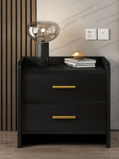 Stylish 2-Drawer Bedside Table Nightstand Black