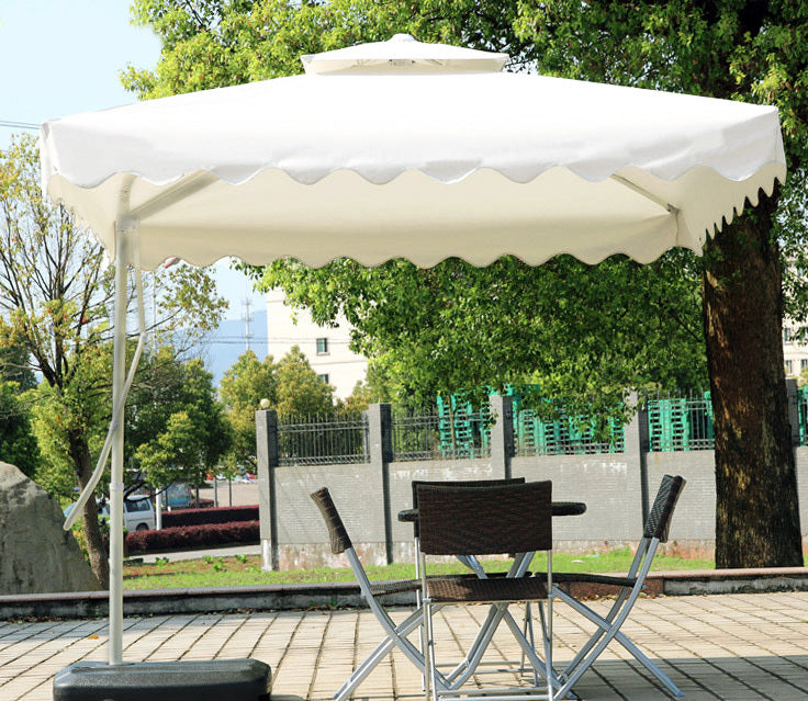 cream patio umbrella 3.5m Large Square Cantilever Outdoor Umbrella Cream White