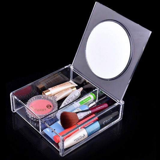 Portable Makeup Organizer with Large Mirror for Crystal Clear Cosmetic Storage