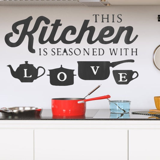 Charming Kitchen Wall Stickers Seasoned with Love Vinyl Decal Mural Art Decor