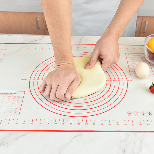 Non Stick Silicone Baking Mat with Measurements for Dough and Pastry Making Red