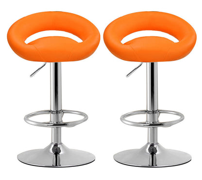 Set of 2 Modern Bar Stools Stylish Moon Chairs Orange