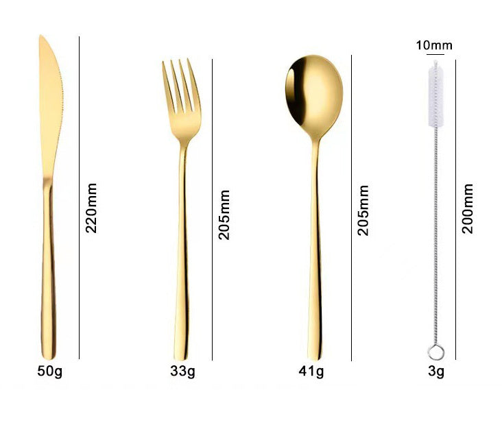 Premium 9PC Stainless Steel Travel Cutlery Set Rose Gold