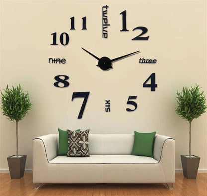 Large Modern DIY Wall Clock Home Decoration Black