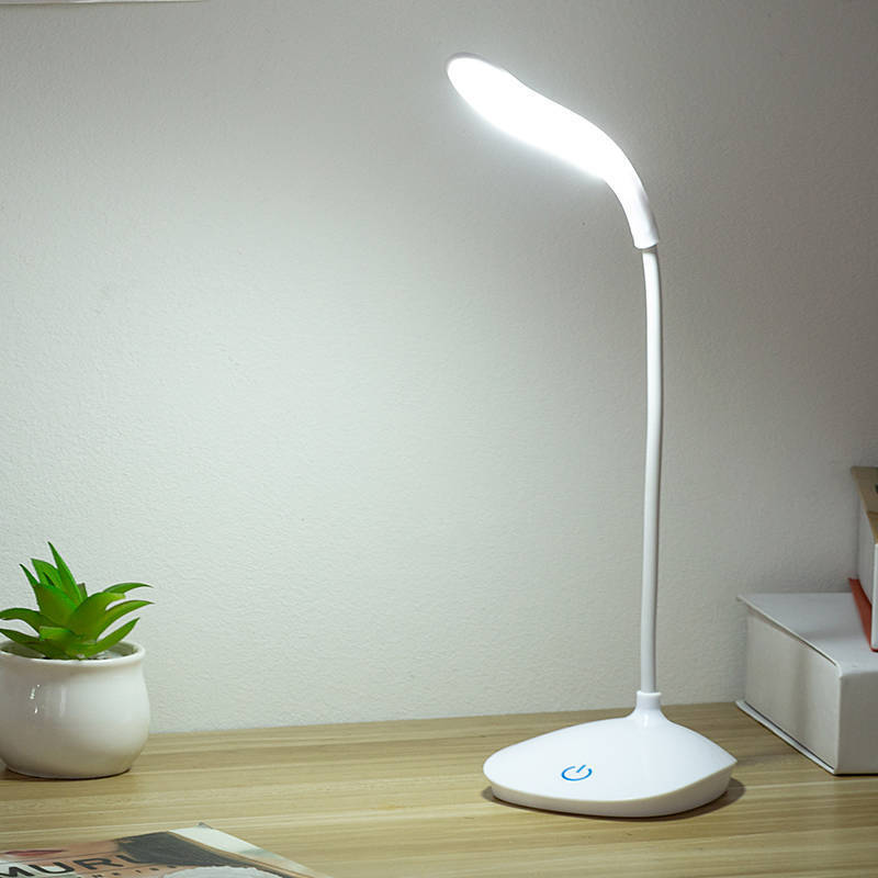 Eye-Protecting LED Night Light Desk Lamp with Pen Holder and Drawer White