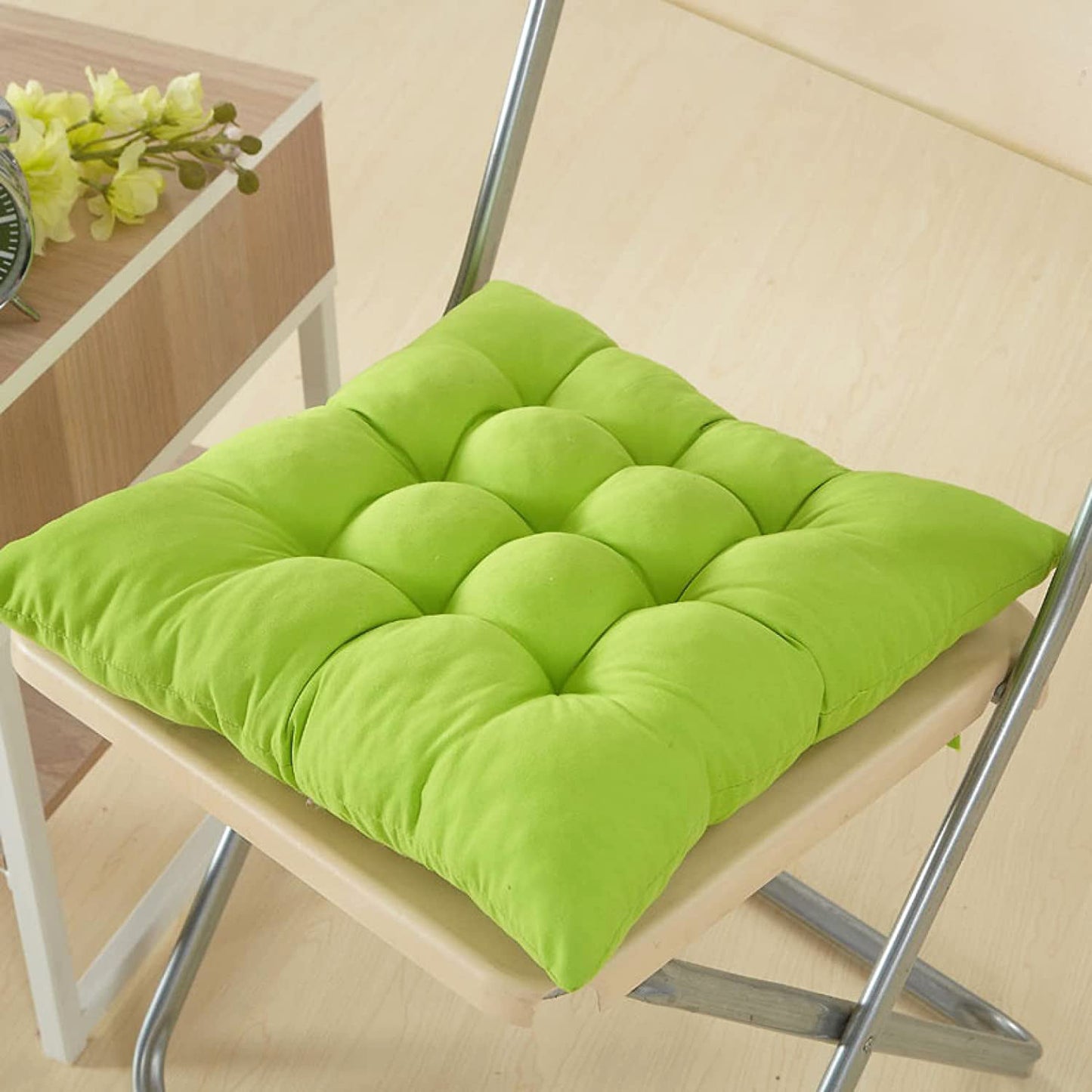 Cotton Seat Cushion for Dining Office Chair Lime Green