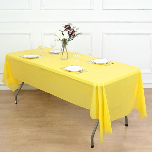 Large Rectangle Party Tablecloth Disposable White Elegant Table Cover