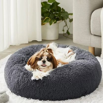 70cm Cozy Plush Soft Fluffy Pet Bed for Dogs and Cats Dark Grey