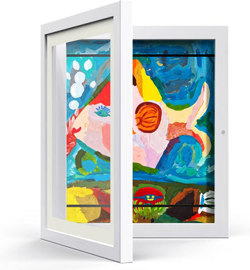 A3 Kids Art Frame Wooden Artwork Display Holds 150 Pictures for Children Drawing