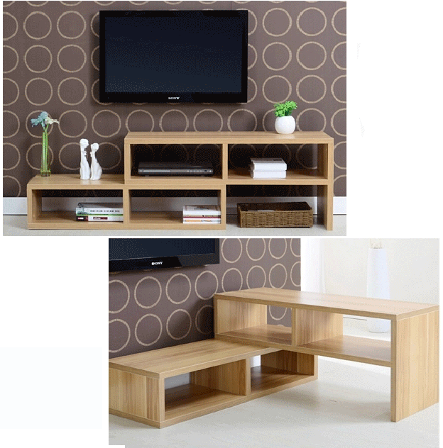 Adjustable Multifunctional TV Cabinet Display Shelf Oak