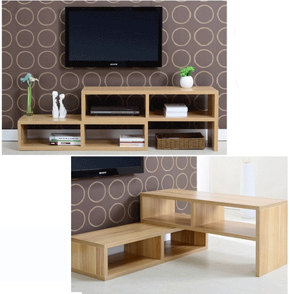 Adjustable Multifunctional TV Cabinet Display Shelf Oak