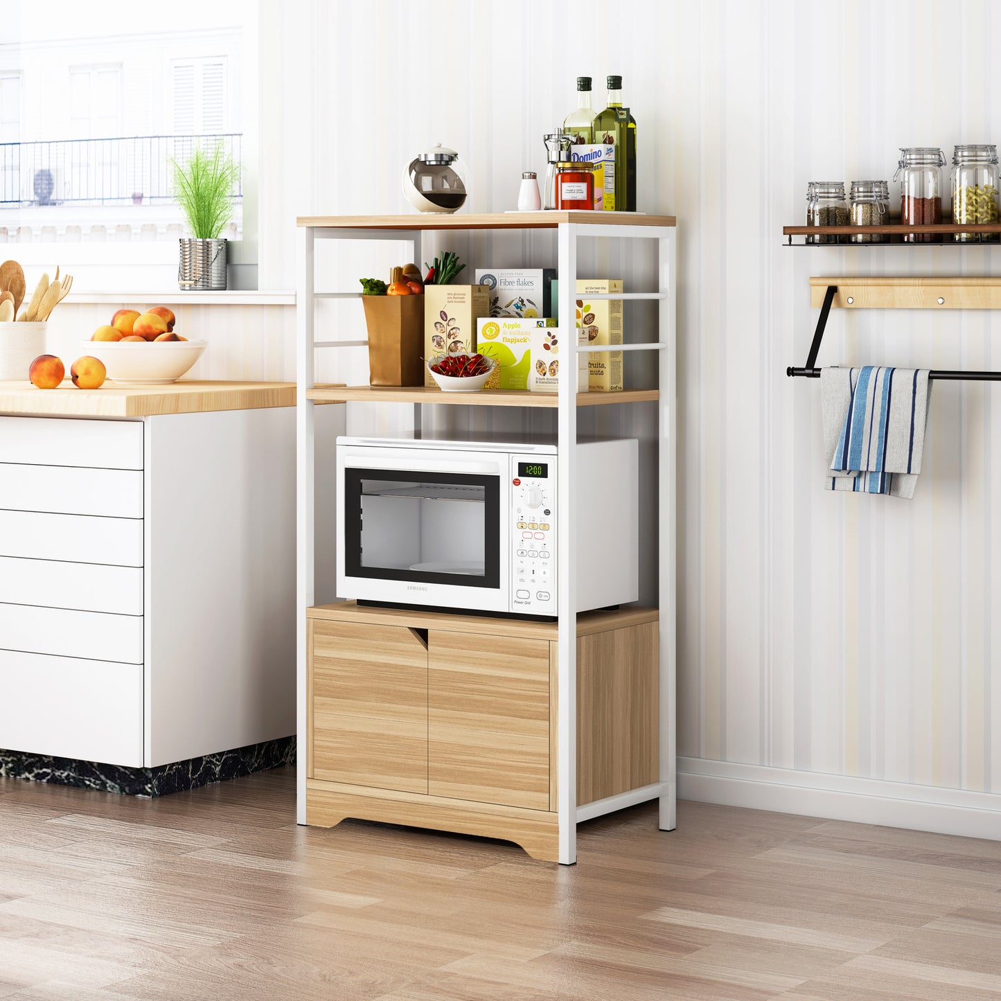 3-Tier Space-saver Organizer Kitchen Storage Shelf Oak