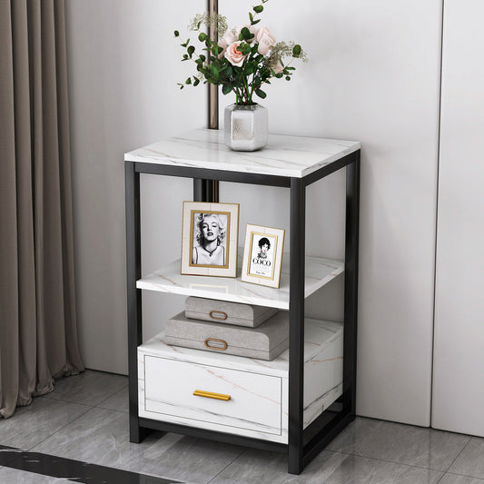 Luxor Designer Marble Look Side Table Nightstand