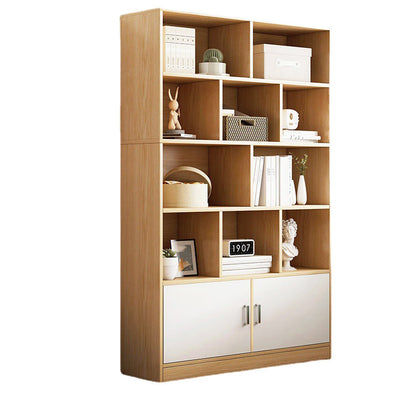 10-Shelf 2-Door Wardrobe Cupboard Bookshelf Cabinet Oak