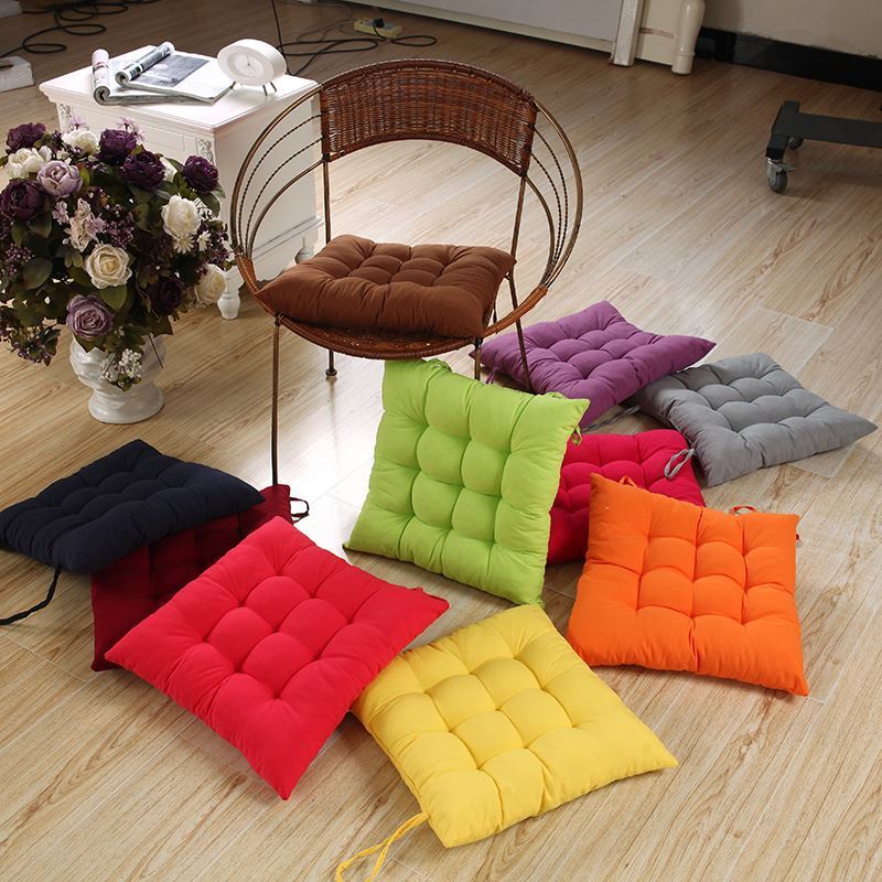 Comfortable Cotton Seat Cushion for Dining or Office Chair Orange