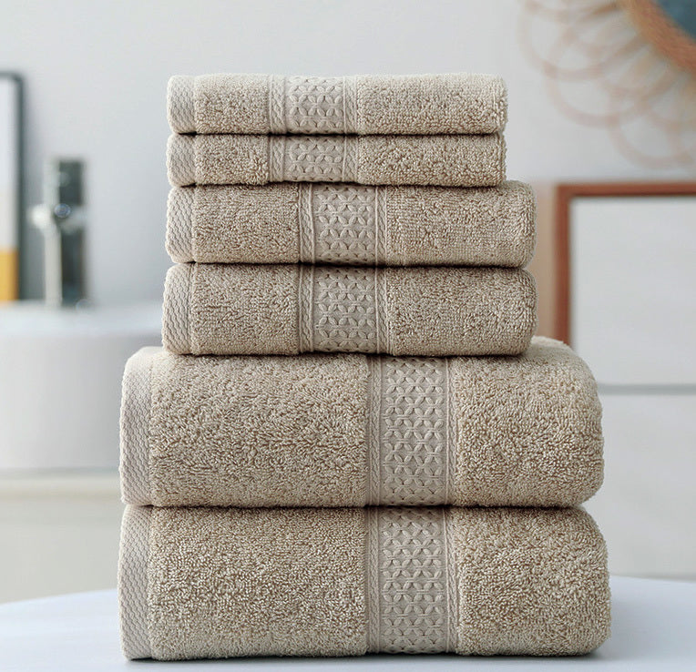 3-Piece Deluxe Cotton Towels Set Soft Absorbent Bath Hand Face Washer Taupe