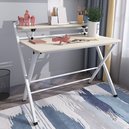 100cm Smart Space-Saving Folding Desk with Shelf White