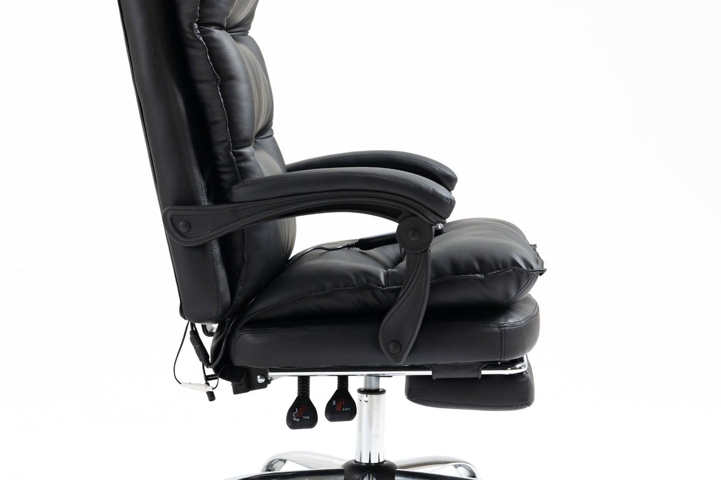 Luxury Executive Reclining Office Chair with Foot Rest and Massager Black