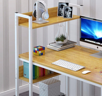 Modern Workstation Computer Desk with Storage Shelves Oak