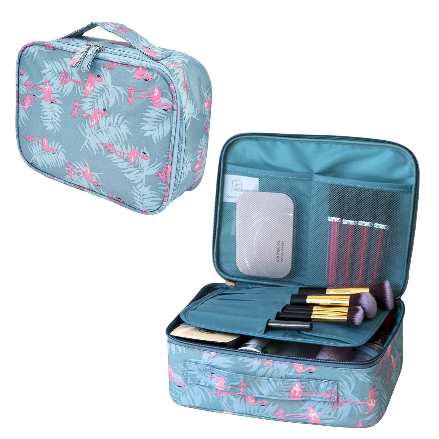 Travel Flamingo Makeup Case Cosmetic Organizer Toiletry Bag Portable