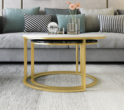 Luxor 2-in-1 Designer Marble Look Nested Coffee Tables