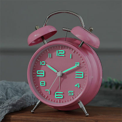 Charming Twin Bell Alarm Clock for Kids and Teens Pink