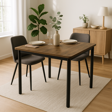 Modern Rustic Kitchen Dining Table 80cm Square Wood Metal
