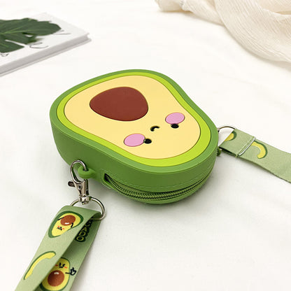 Cute Avocado Silicone Crossbody Bag for Girls