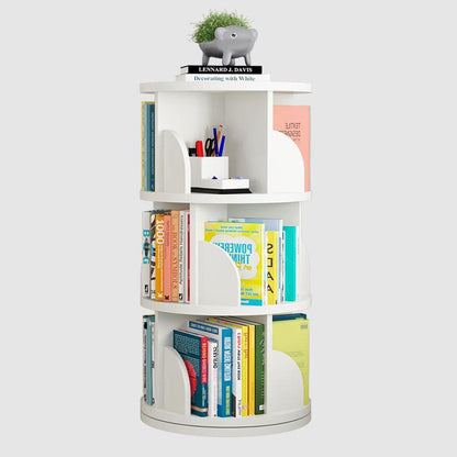 3 Tier Rotating Display Shelf Bookcase Organizer White