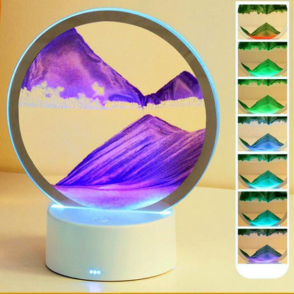 3D Moving Sand Art LED Table Lamp Sandscape Night Light Purple