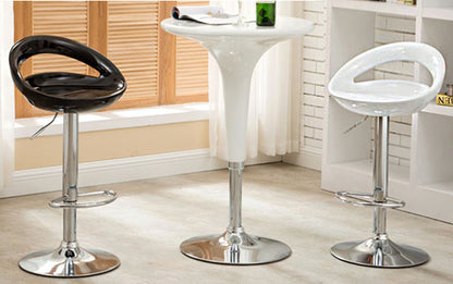 Set of 2 High Gloss Designer Bar Stools Modern White