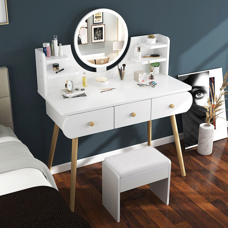 Beauty LED Vanity Dressing Table with Mirror Stool and Storage Drawers Set