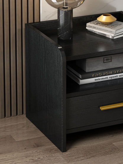 Elegant Bedside Table Nightstand with Drawer Black