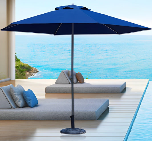 3m Steel Outdoor Garden Patio Market Umbrella Blue