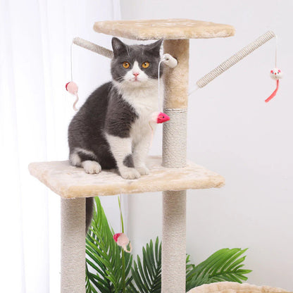 Multi-Level Cat Tower with Scratching Posts and Perches